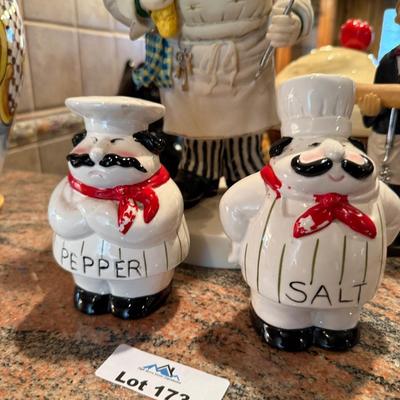 Collection of Chef Themed items - salt & pepper/figure