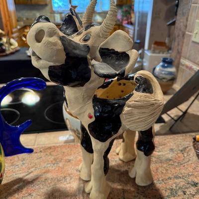 Decorative heavy ceramic cow figure