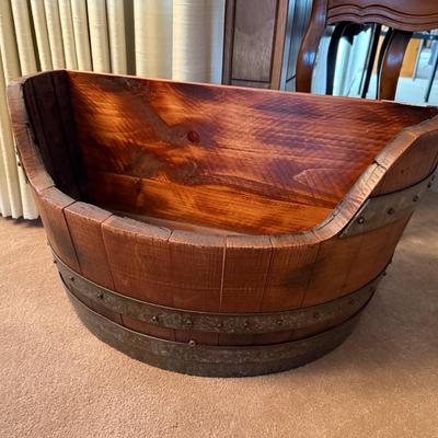 Wood & Metal cut Barrel decorative/storage piece