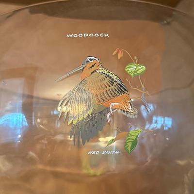 Vintage Ned Smith Duck Themed Punchbowl & Glass Set