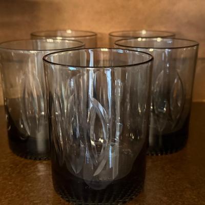 Set of 5 smoke gray Rocks Glasses