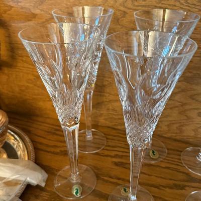 Group of 8 Waterford tall champagne flutes