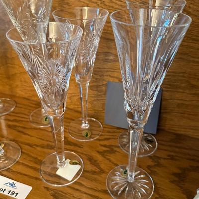 Group of 8 Waterford tall champagne flutes
