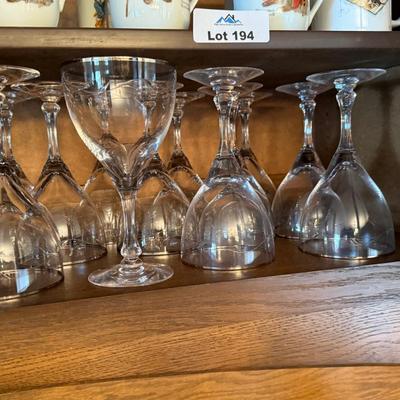 Lot of etched floral/silver rimmed glasses in 3 sizes - 36pcs.