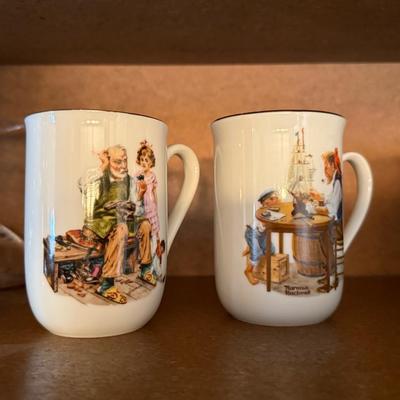 Set of Norman Rockwell Coffee Cups/Mugs - 6 pieces