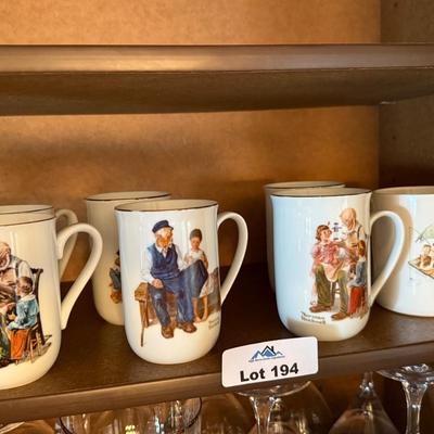 Set of Norman Rockwell Coffee Cups/Mugs - 6 pieces