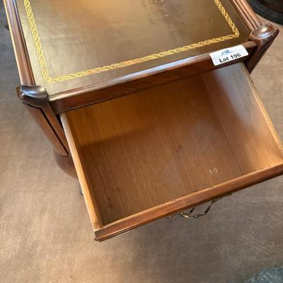 Wood & leather topped 1 drawer end table