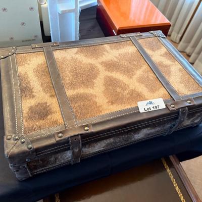 Cigar Humidor in wood box and animal skinned carry case