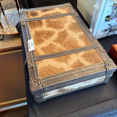 Cigar Humidor in wood box and animal skinned carry case