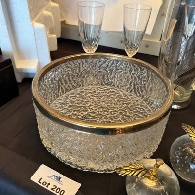 Lot of assorted crystal - Bowl, 2 apples, set of flutes