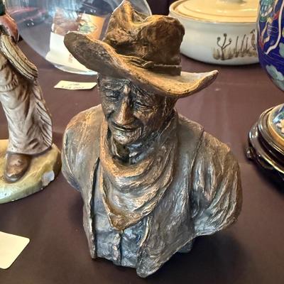 2 Western Cowboy themed statues/figures - 1 looks like John Wayne