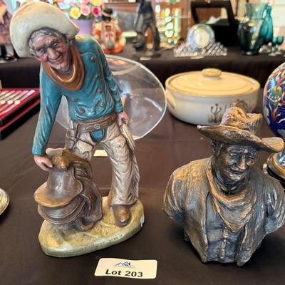 2 Western Cowboy themed statues/figures - 1 looks like John Wayne