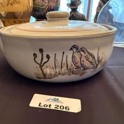 Louisville Stoneware dutch oven dish with bird theme