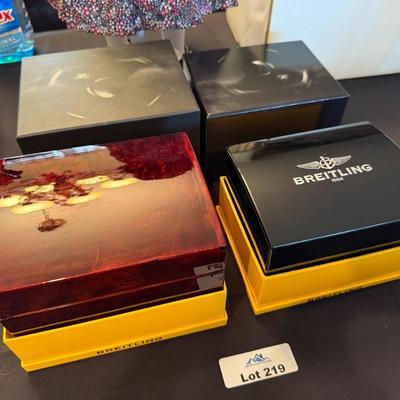 2 Breitling Wood Watch Boxes with Exterior Boxes