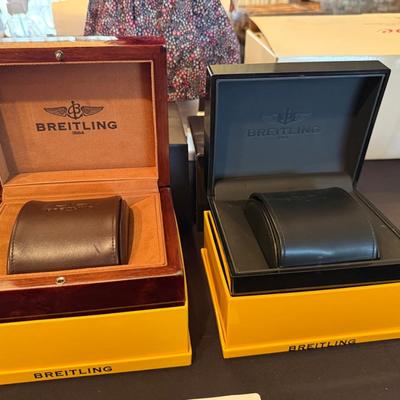 2 Breitling Wood Watch Boxes with Exterior Boxes