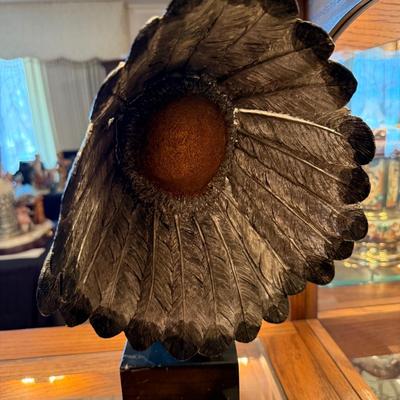 Bronze Sitting Bull Statue on marble base signed & dated 1992 - Chilmark