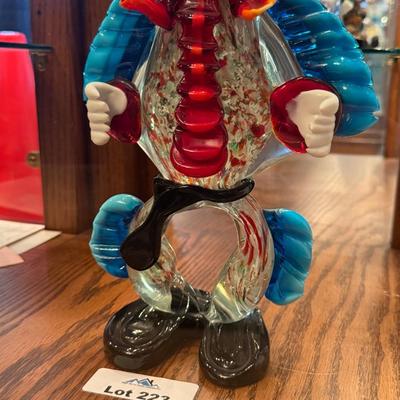 Handblown 15”t glass murano style clown