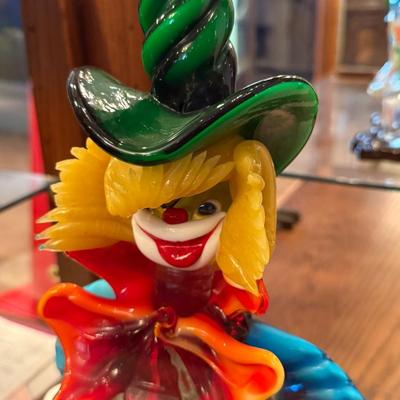 Handblown 15”t glass murano style clown