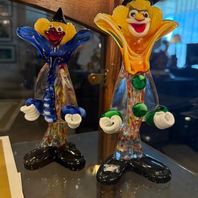 Pair of Venetian Glass Clowns about 8” t