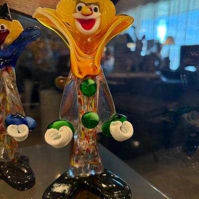Pair of Venetian Glass Clowns about 8” t