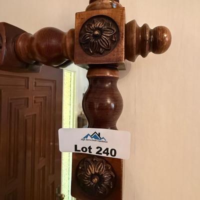 Matching vintage wood stool & wall mirror