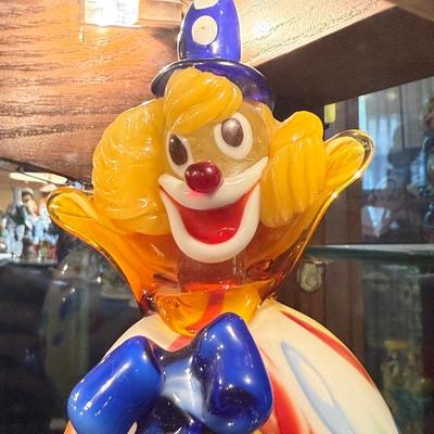 Handblown Murano glass clown about 9”t