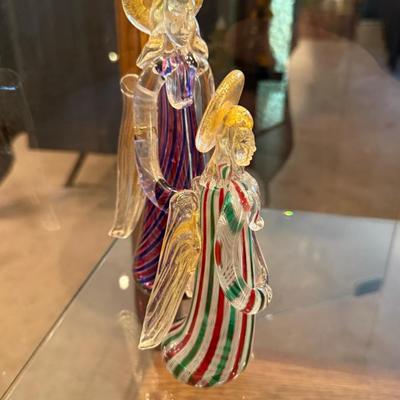 2 sizes of Hand Blown colorful Glass Angels