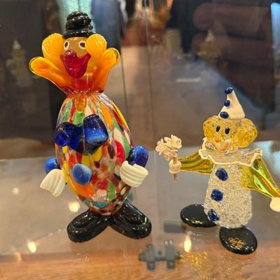 Pair of Smaller Glass Clowns - Murano