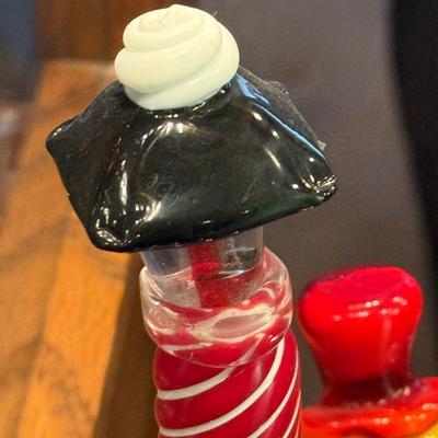 Handblown Murano Glass Clown with Red Pole