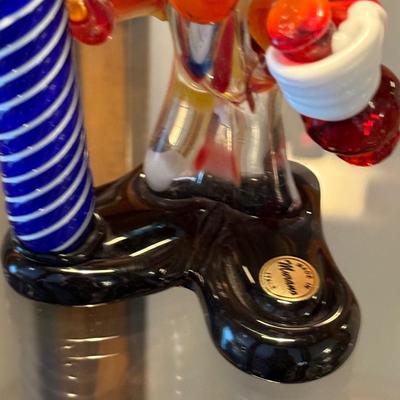 Handblown Murano Glass Clown with Blue Pole 12”