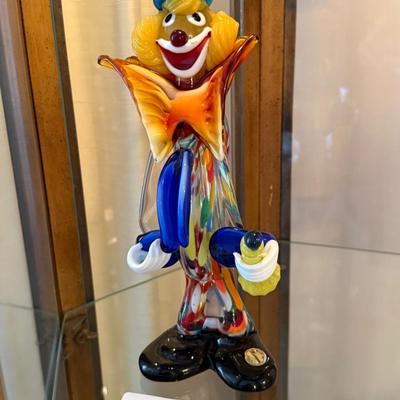 Large handblown Murano glass clown 11”t