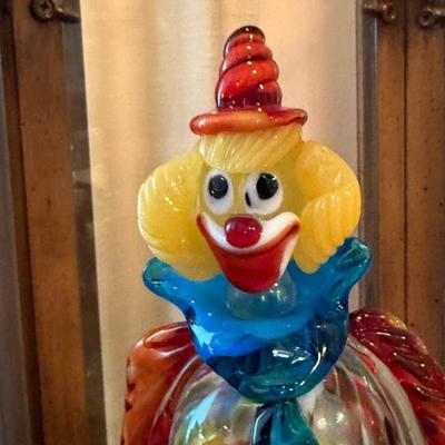 10”t handblown Murano glass clown