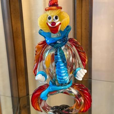10”t handblown Murano glass clown