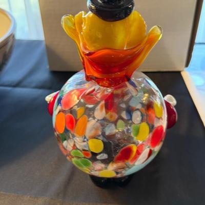 Handblown Murano glass fat body colorful clown figure