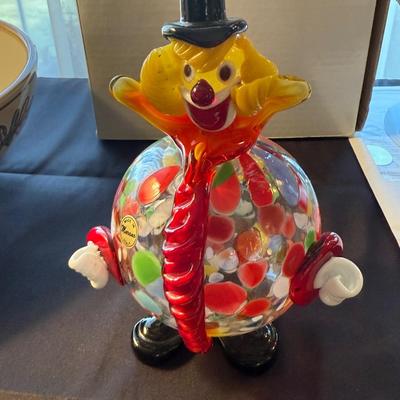 Handblown Murano glass fat body colorful clown figure