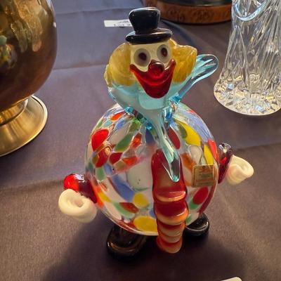 Murano handblown glass big belly 6” t clown