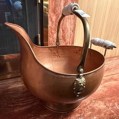 Copper Pot with handle - some damage to ceramic on back handle