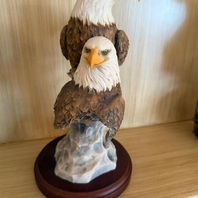 Resin Sculpture “Points of View” by Slockbower 2 eagles 10”t sculpture