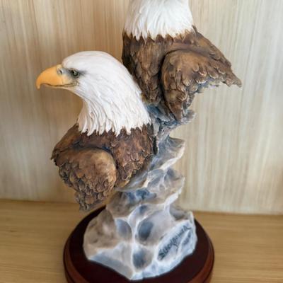 Resin Sculpture “Points of View” by Slockbower 2 eagles 10”t sculpture