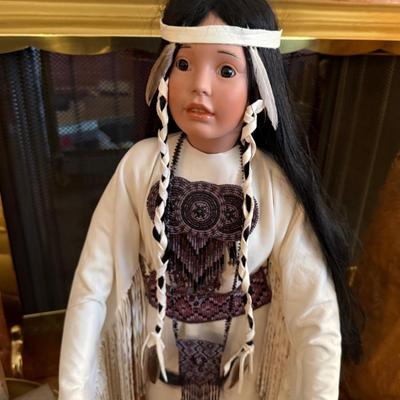 Native American 27”t girl figure on stand