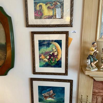 3 signed & framed Watercolors by Martin & Delia Bowman