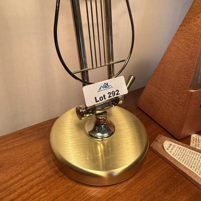Brass working desk lamp in music theme