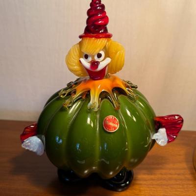 Handblown Murano fat body glass clown