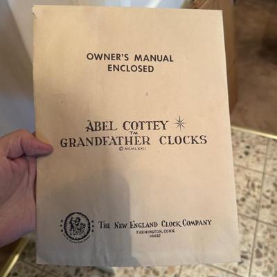 New England Clock Co. Wall Grandfather Clock w/manual