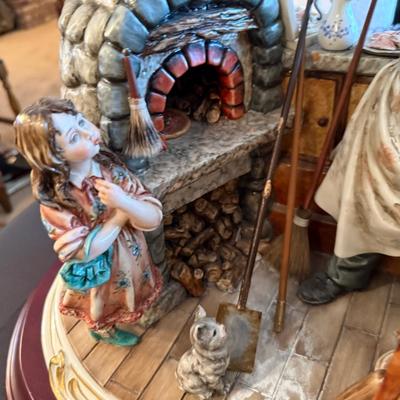 Pizza Maker Capodimonte porcelain piece on wood stand