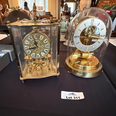 2 Clocks - 1 Kundo Kieninger & Obergfell 400 day & other mantle clock under glass globe