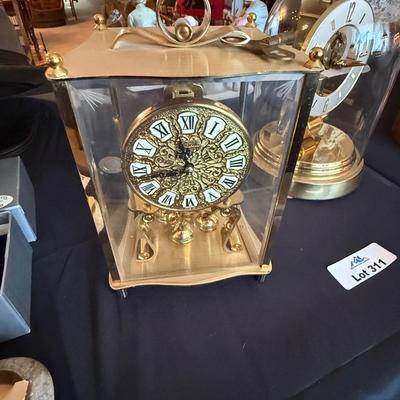 2 Clocks - 1 Kundo Kieninger & Obergfell 400 day & other mantle clock under glass globe