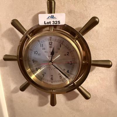 Heavy Brass ships wheel clock from Bell Clock Co.