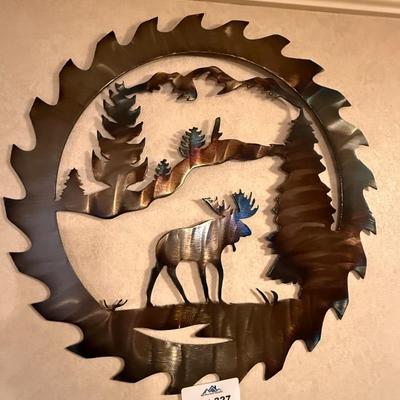 Larger Saw blade laser cut Elk/Trees/Mountains Wall art