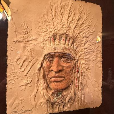 Carlo Wahlbeck #63/100 signed Native Art in shadowbox